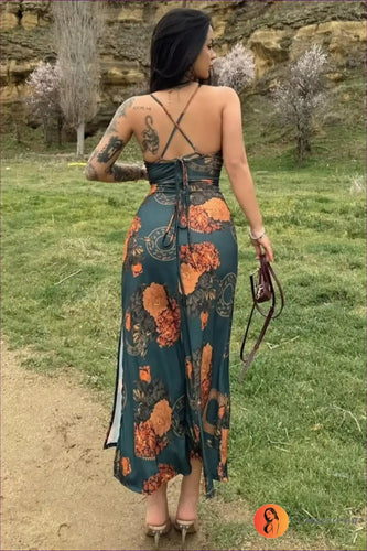 Levoire | Robe midi drapée jardin exotique – Oser l'élégance le jour et la nuit