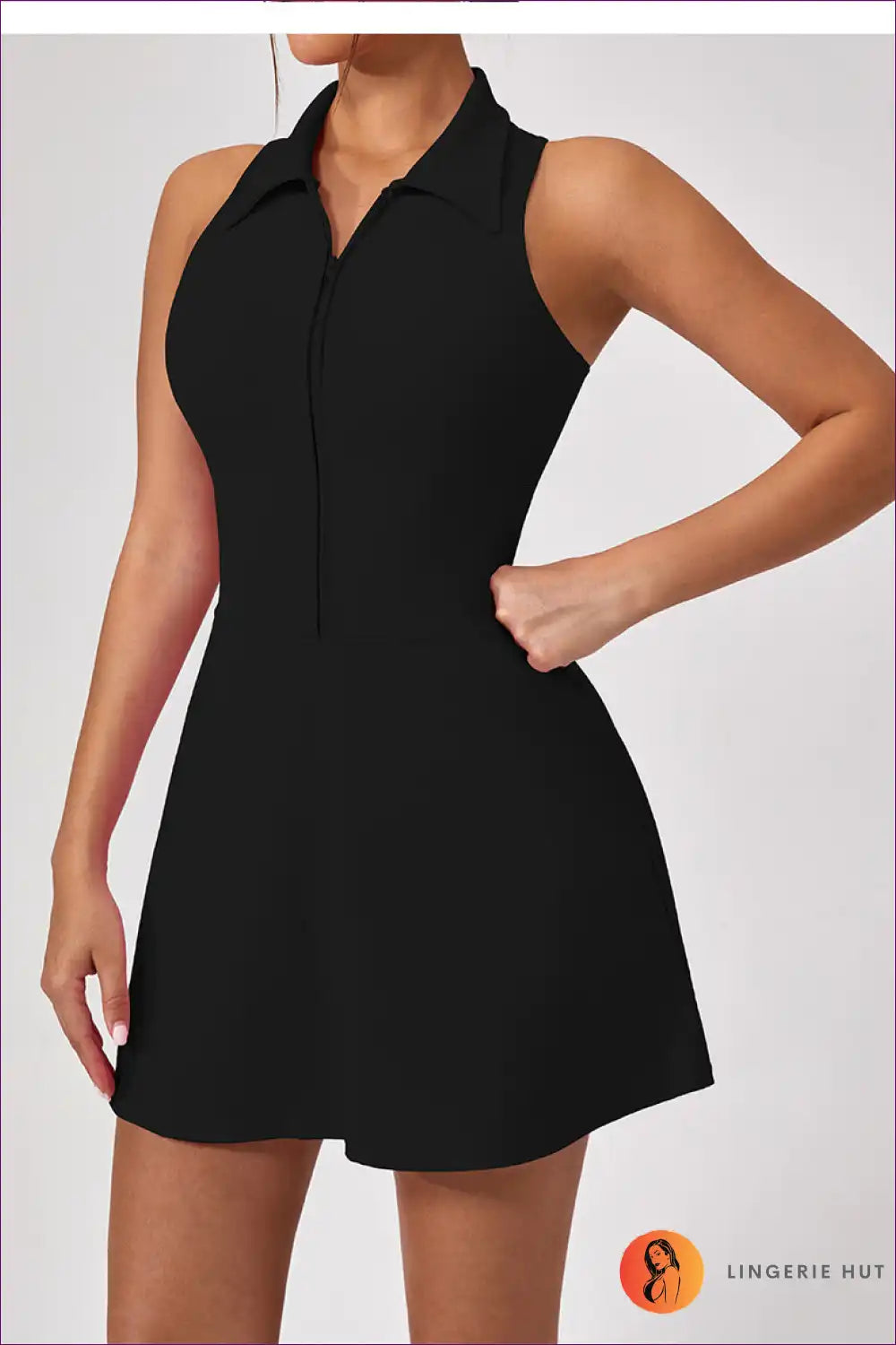 Levoire | Flirty Chic Zip-Fron Mini Robe - Bubblegum Pink Delight Noir