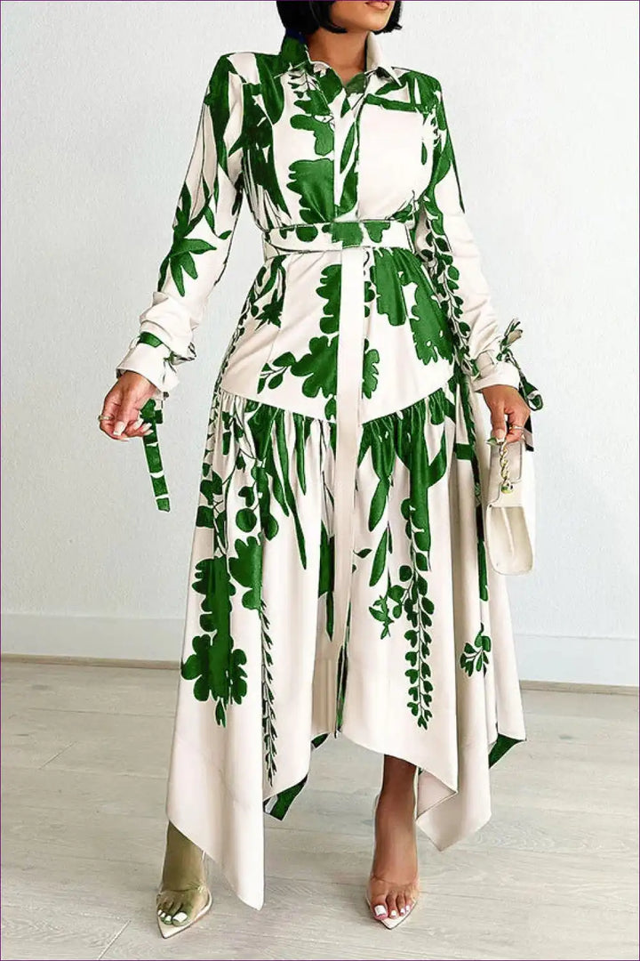 Levoire | Robe maxi asymétrique à imprimé floral – Style d'été Vert