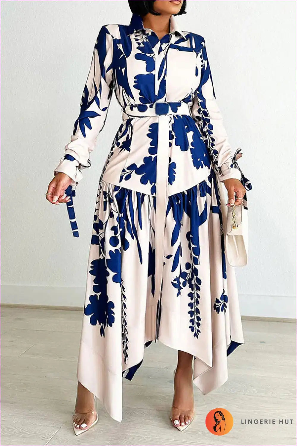 Levoire | Robe maxi asymétrique à imprimé floral – Style d'été Bleu