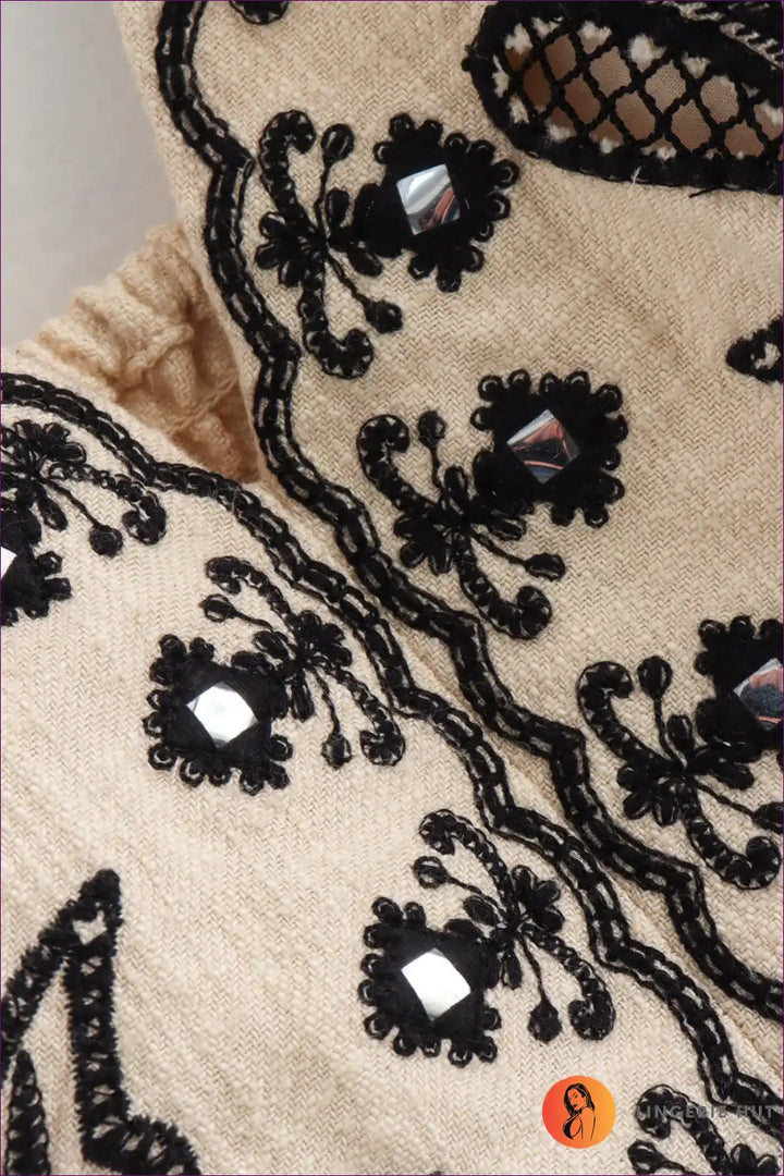 Levoire | Ensemble Top Court Brodé Floral & Jupe - Kesätaika