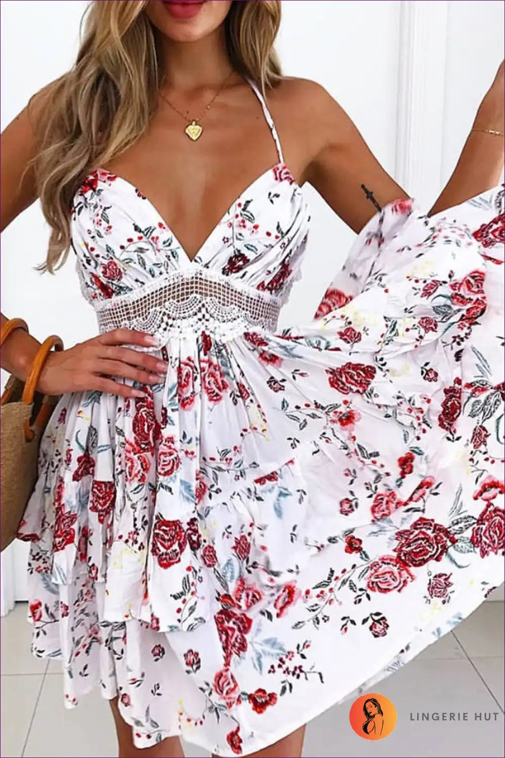 Levoire | Robe d'été à dos nu à fleurs - Été Chic Blanc