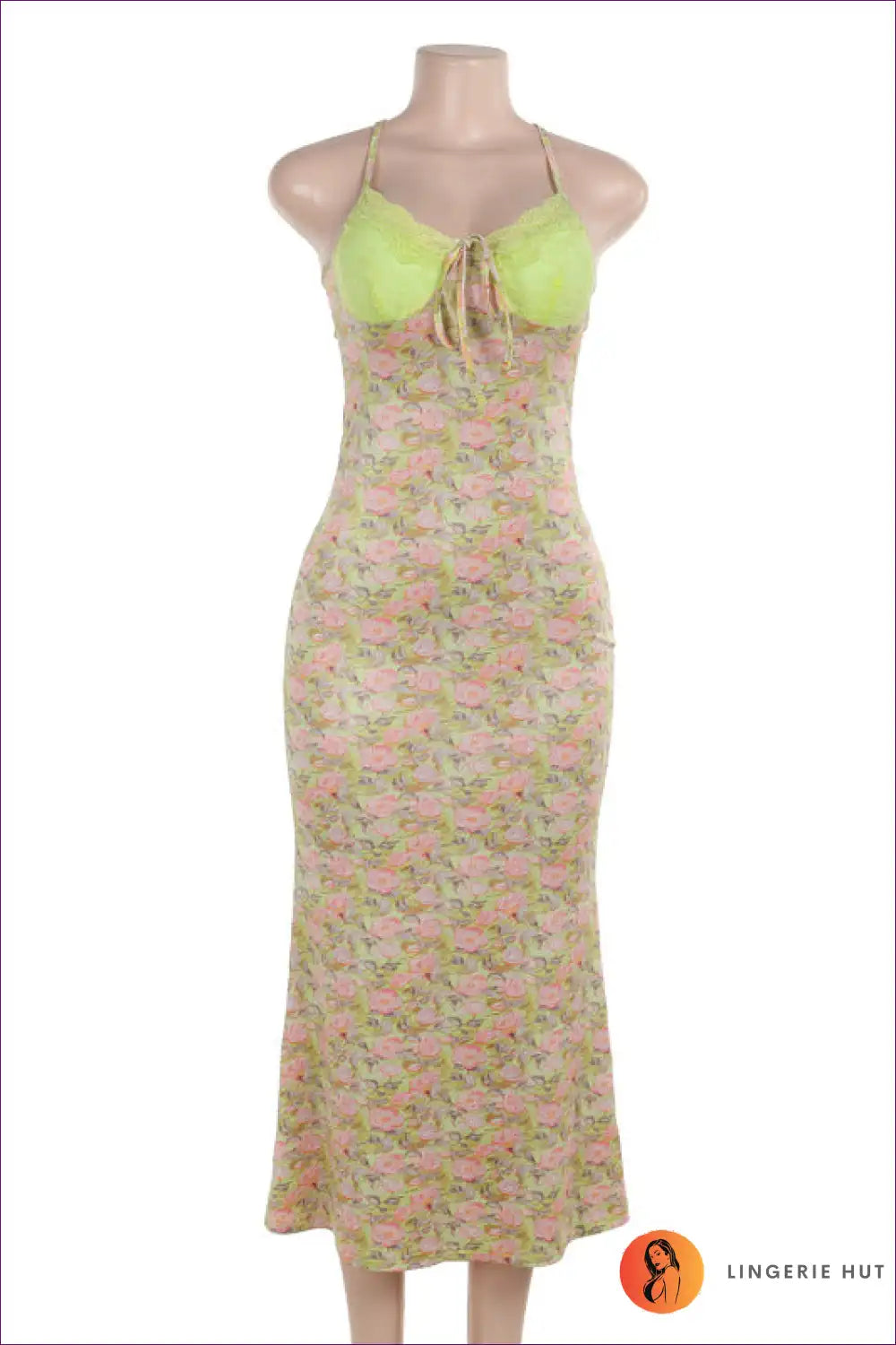 Levoire | Robe maxi bustier en dentelle à motifs - Bijou de jardin romantique Vert