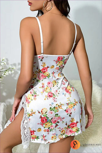 Levoire | Robe glissante à bord en dentelle à fleurs – Fleurs romantiques