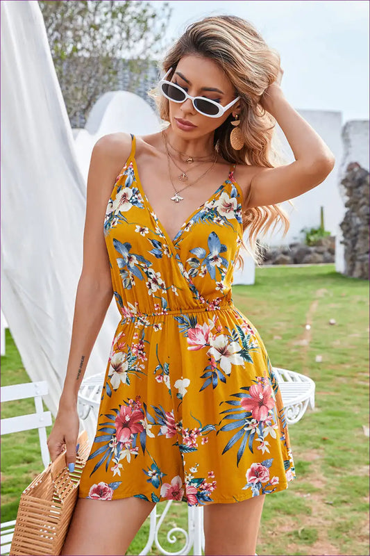 Levoire | Barboteuse à motifs Jaune Moutarde - Style d'été Moni