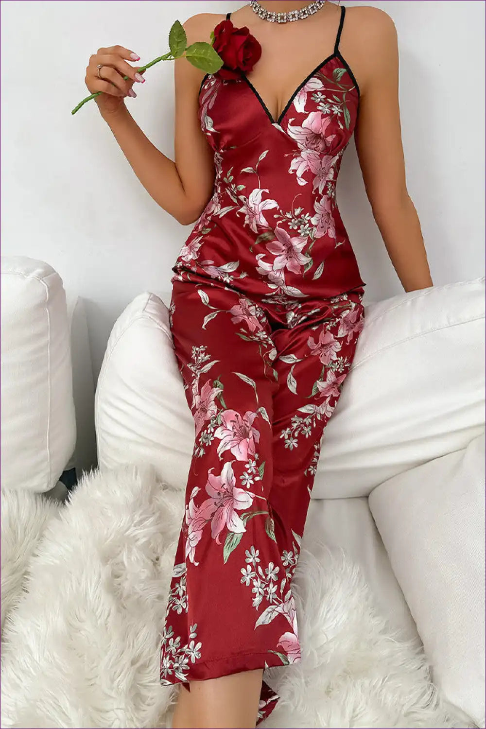 Levoire | Vêtements en satin à fleurs - Luxueux sans effort Rot