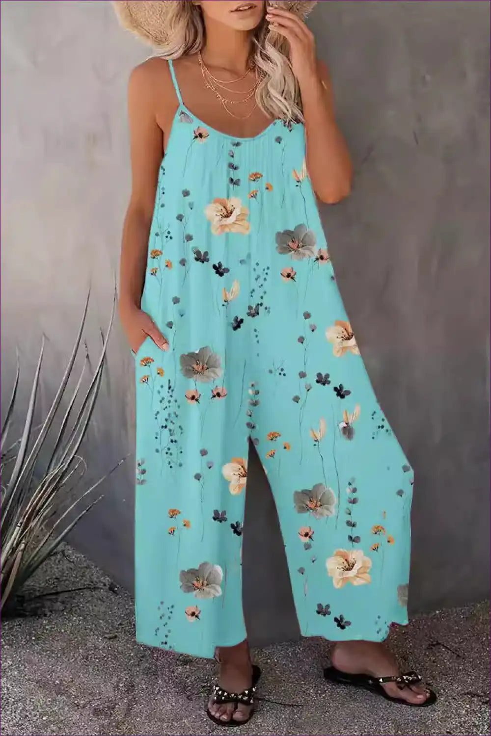 Levoire | Salopette spaghetti florale - Élégance décontractée Bleu