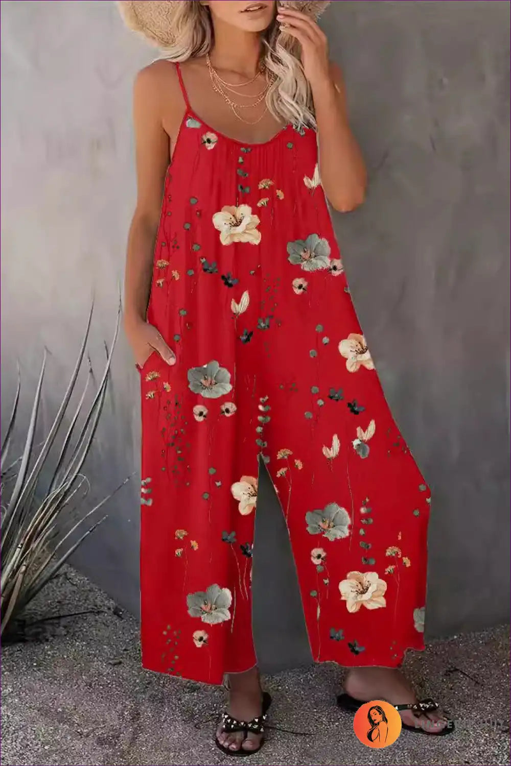 Levoire | Salopette spaghetti florale - Élégance décontractée Rot