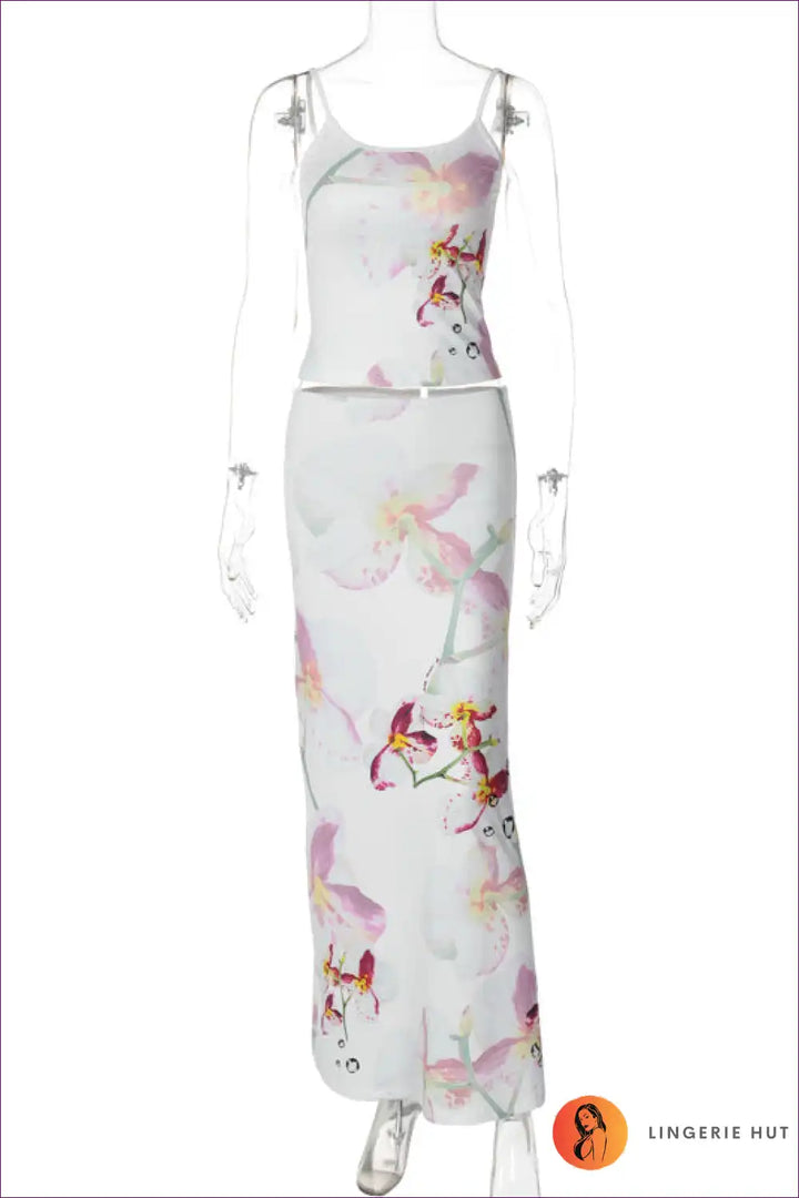 Levoire | Ensemble Co-Ord Impression Aquarelle Florale - Glamour Été Sans Effort Blanc