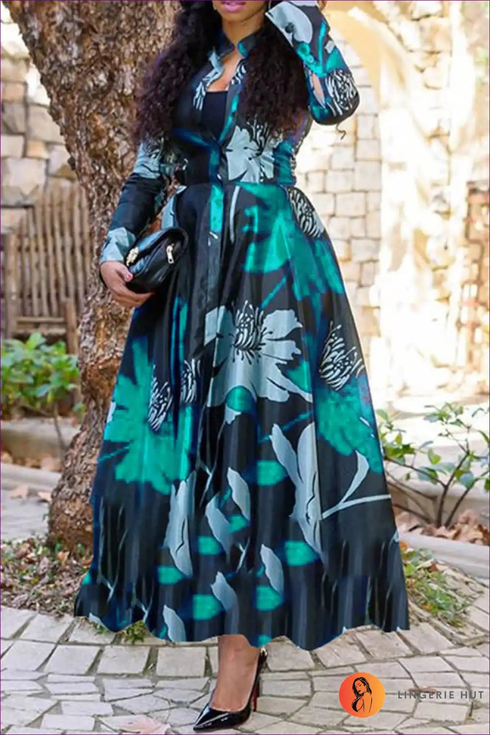 Levoire | Robe maxi en chiffon Floral Whisper - Élégance sans effort Vert