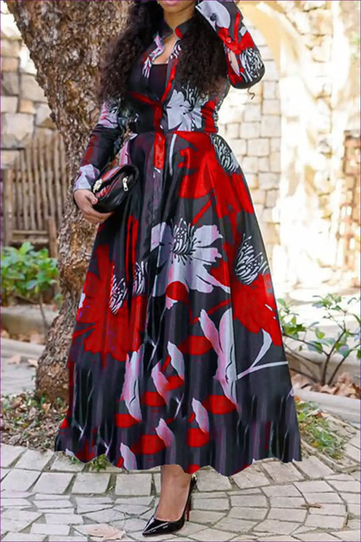 Levoire | Robe maxi en chiffon Floral Whisper - Élégance sans effort Rot