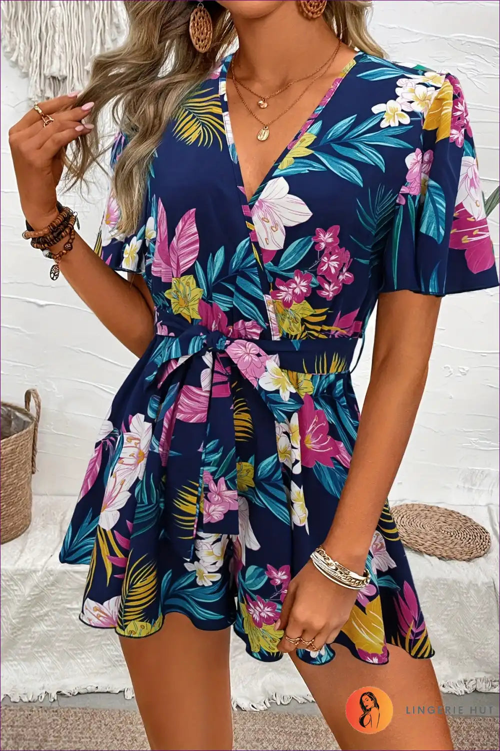 Levoire | Combinaison florale à manches élastiques – Strandtag-Essentiel Mereneito