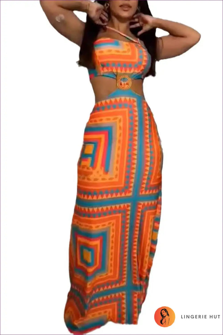 Levoire | Robe maxi à découpe géométrique - Attirez tous les regards cet été Orange