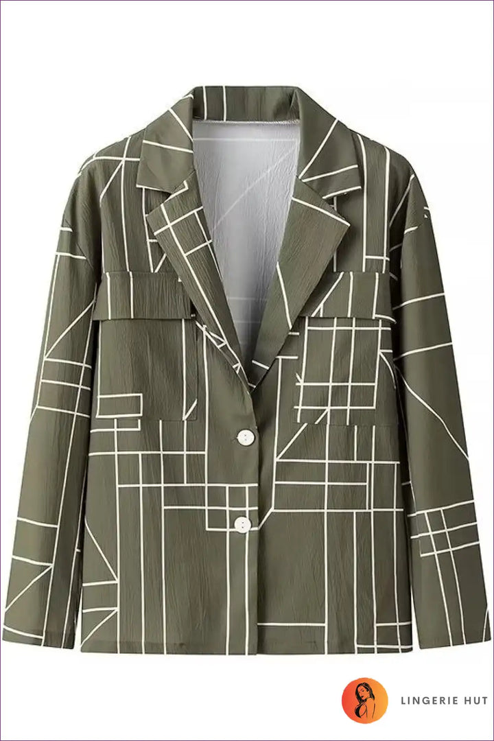 Levoire | Imprimé géométrique deux pièces – Élégant & sans effort tenue de bureau Vert