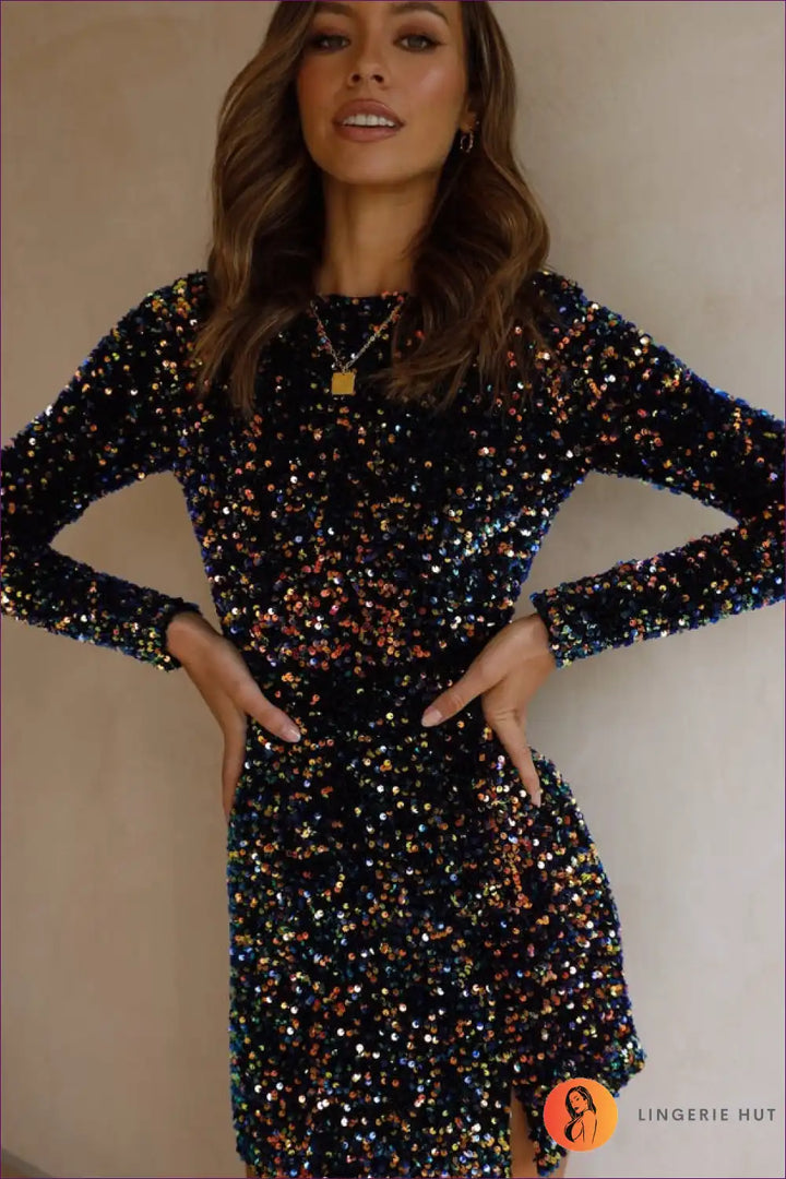 Levoire | Robe Bodycon Paillettes Dorées – Éclat dans l'Élégance Symfonia noir