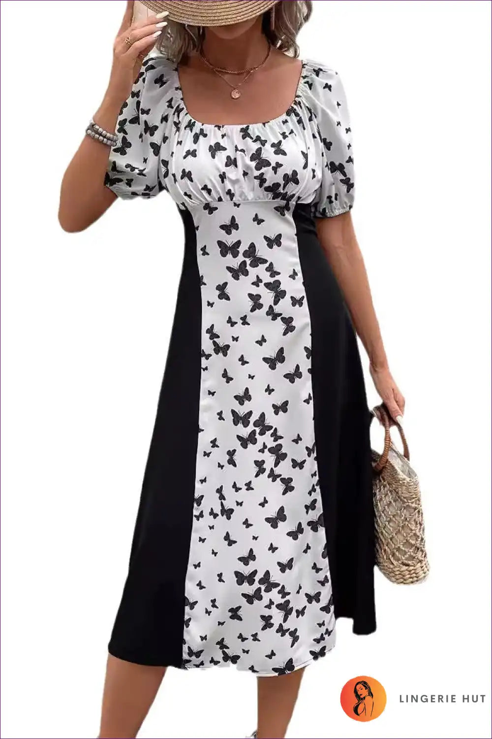 Levoire | Graphique-Patchwork-Robe - Élégante et Unique Noir