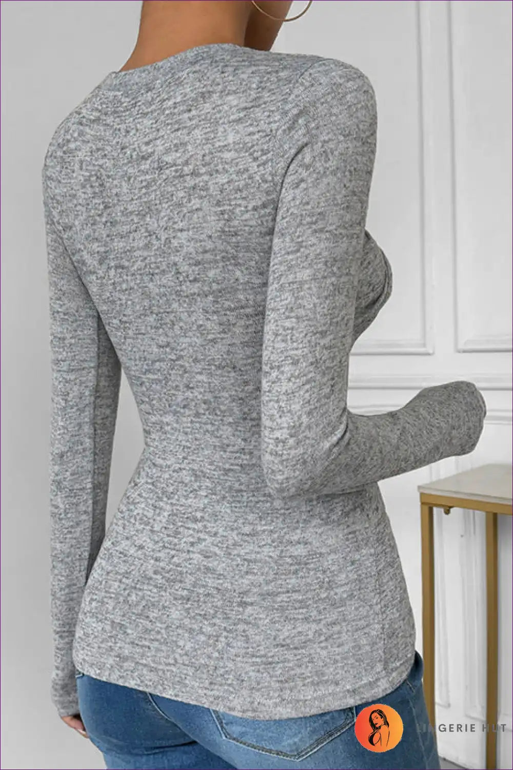 Levoire | Gris Twist-Front Long Sleeve – Élégance Sans Effort