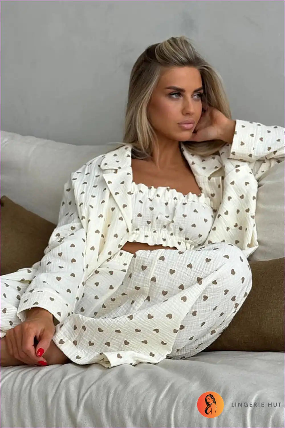 Levoire | Herz Coton Lounge Set – Confortable Ensemble de Pyjama en Trois Pièces