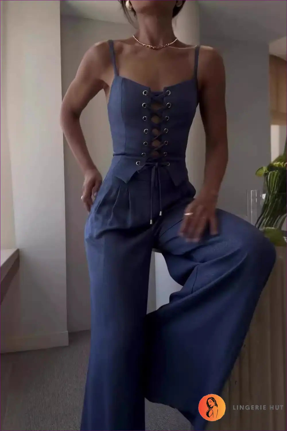 Levoire | Haut de top en lin à nouer - Élégance Naturelle Blauer veste