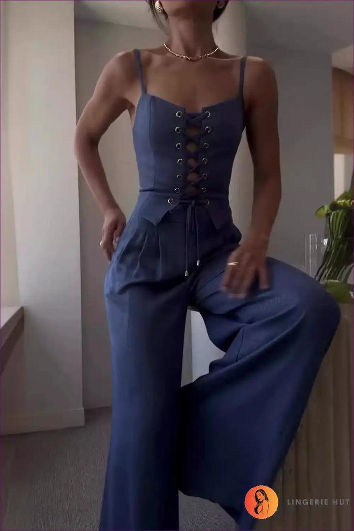 Levoire | Haut de top en lin à nouer - Élégance Naturelle Blauer veste