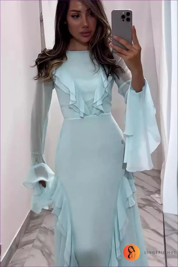 Levoire | Robe à volants bleu clair – Éthérée & Élégante