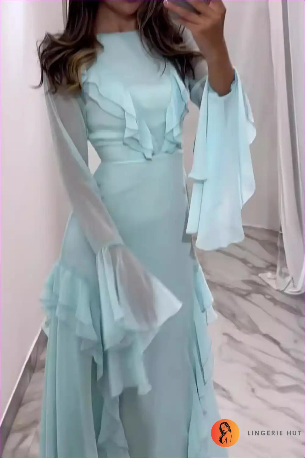 Levoire | Robe à volants bleu clair – Éthérée & Élégante