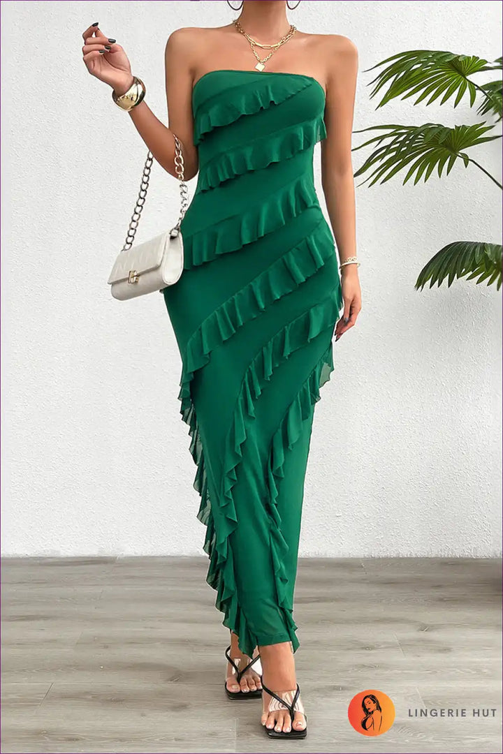 Levoire | Robe maxi en bleu clair à volants - Élégance sans effort