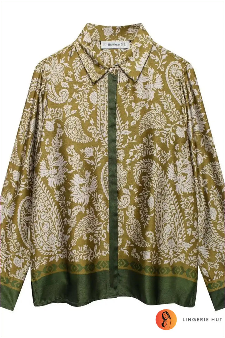 Levoire | Ensemble coordonné imprimé paisley luxe - Élégance inspirée du boho Haut jaune