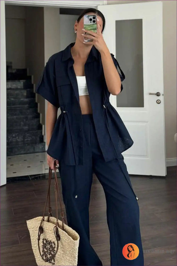 Levoire | Luxe Safari Chic Co-ord Set - Élégance sans effort pour la femme moderne Bleu