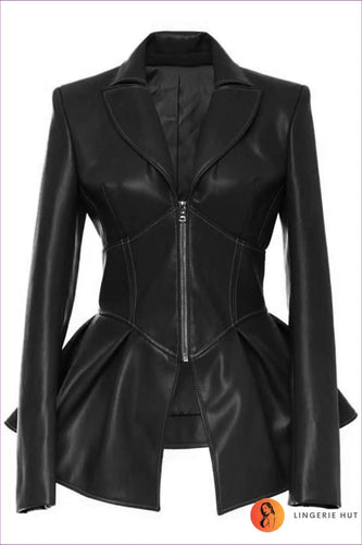 Levoire | Veste Peplum en Cuir Tan Ylélle – Fiercer Street Style