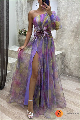 Levoire | Robe en soie florale à une épaule - Élégance fascinante