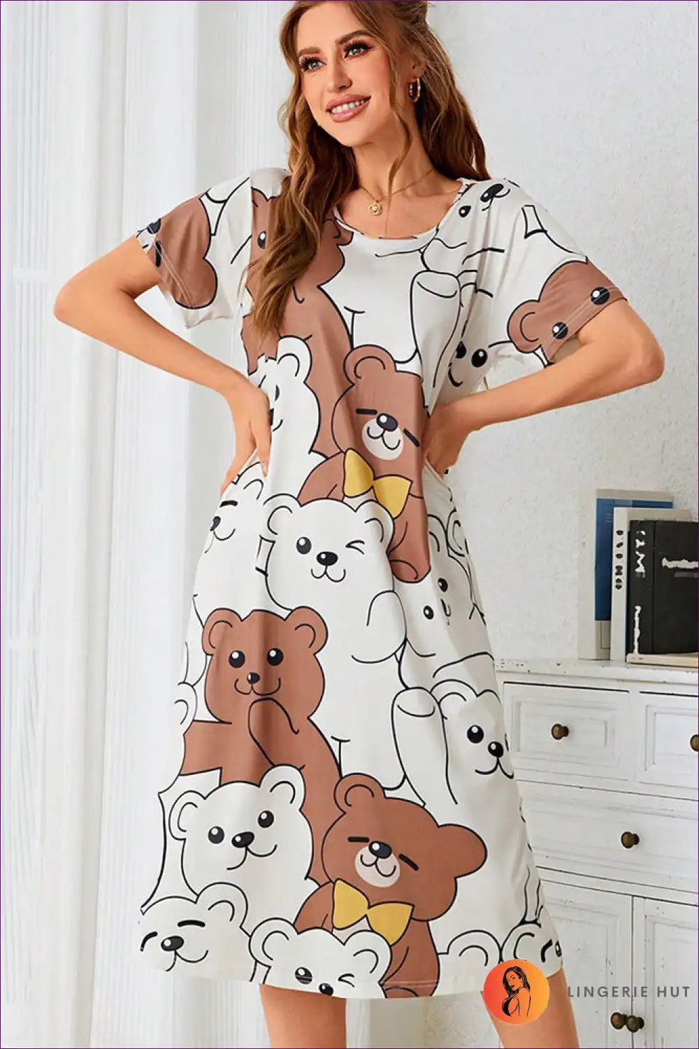 Levoire | Robe de nuit Teddy Bear ludique - Douceur agréable Blanc