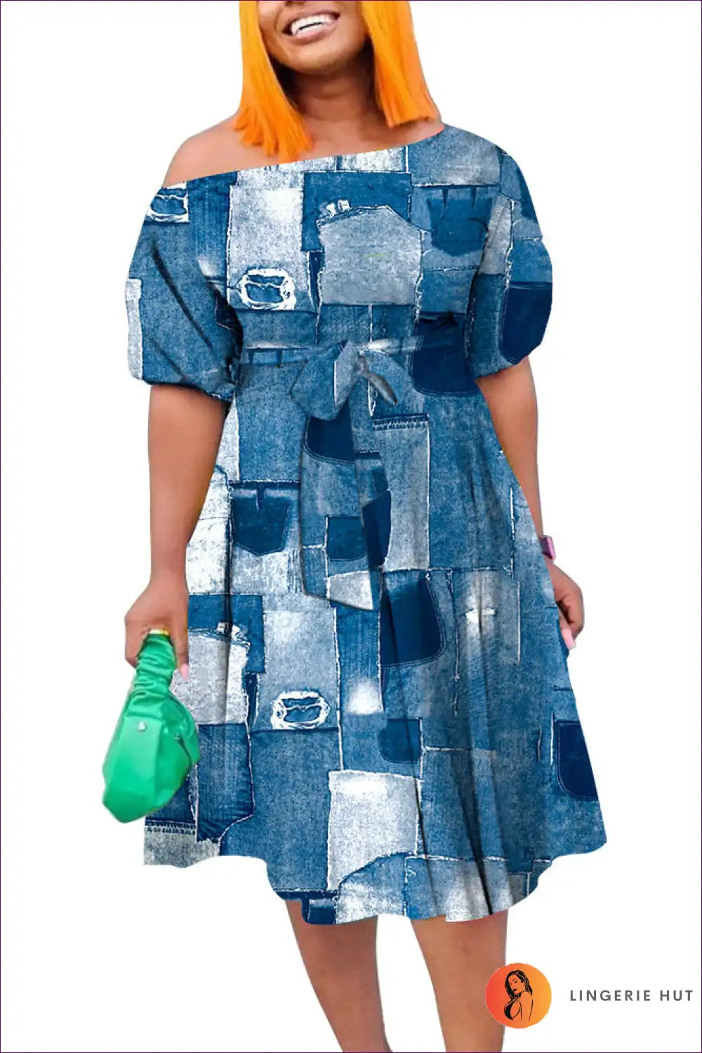 Levoire | Grande Taille Maxi Robe Approximation de Côté – Élégance Printanière Bleu