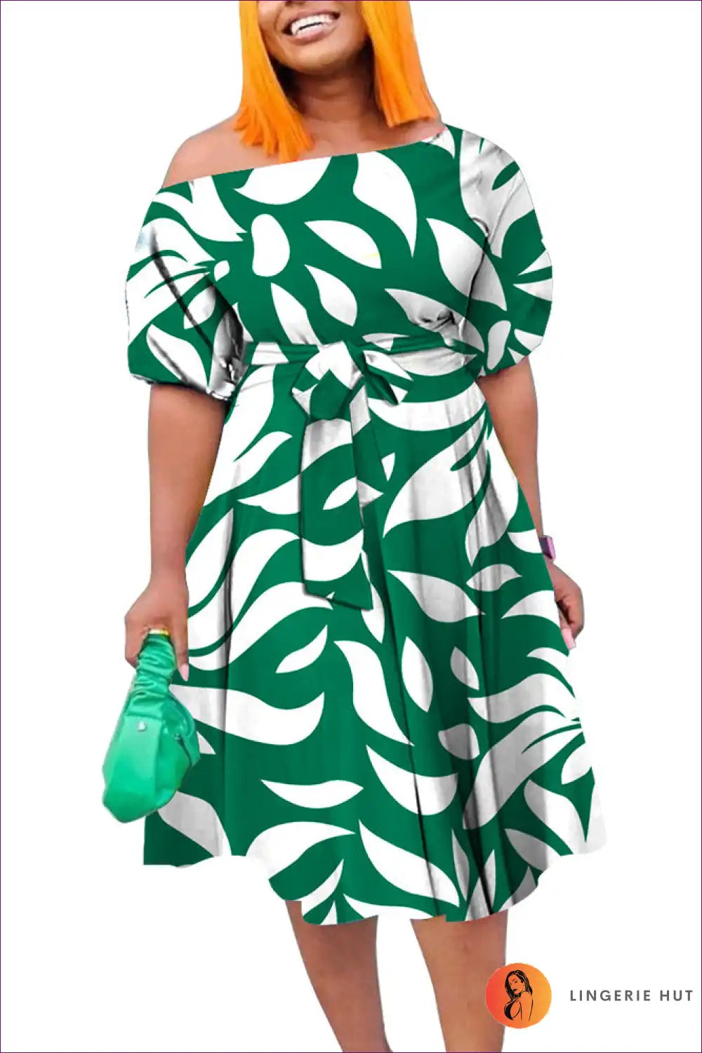 Levoire | Grande Taille Maxi Robe Approximation de Côté – Élégance Printanière Vert