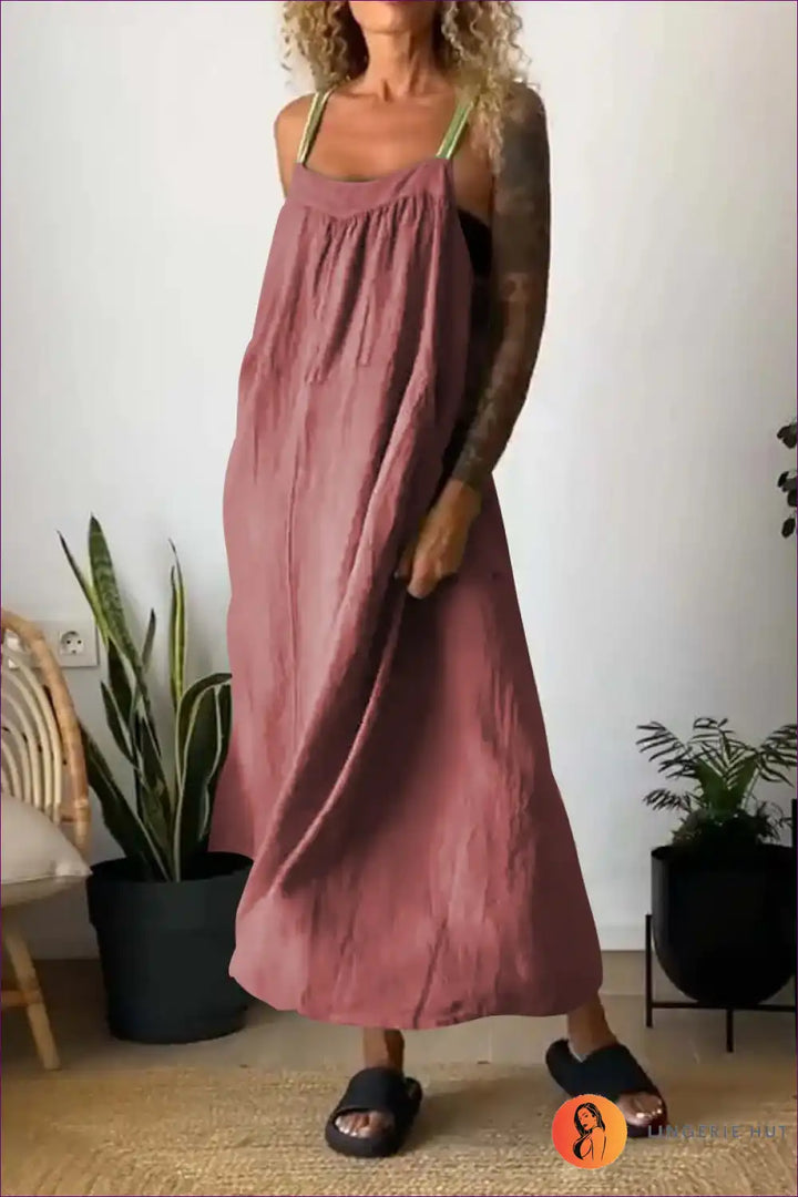 Levoire | Locker Bleu Robe Maxi à Bretelles Larges – Confort Sans Effort Bordeaux