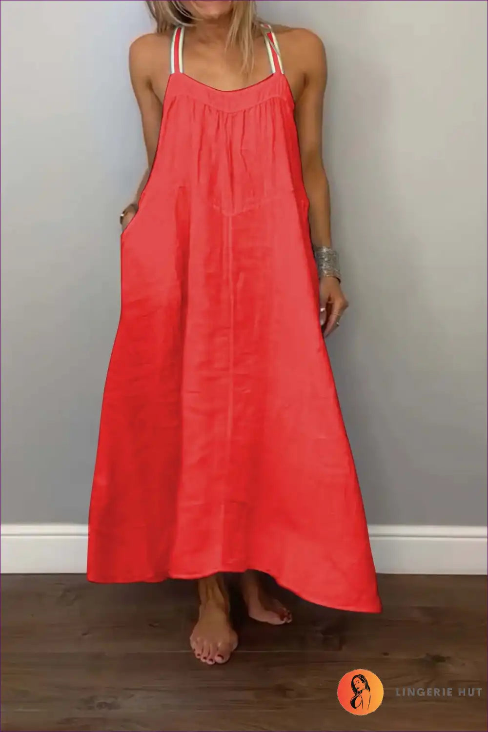 Levoire | Locker Bleu Robe Maxi à Bretelles Larges – Confort Sans Effort Rot