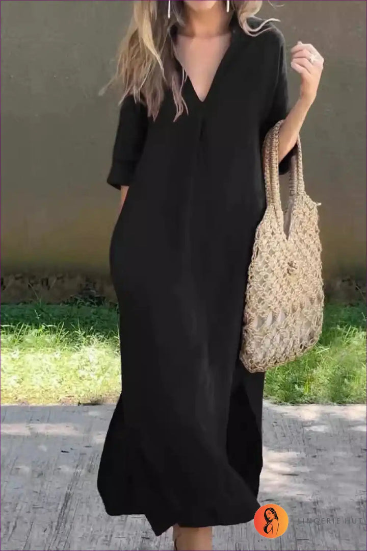 Levoire | Robe Maxi Chic Décontractée – Élégance Sans Effort Noir
