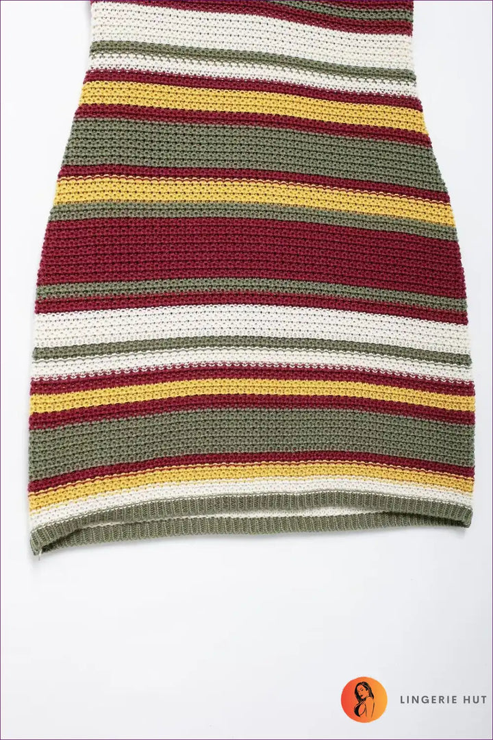 Levoire | Robe Mini Tricot Rayée Retro - Élégance Inspirée des Années 70