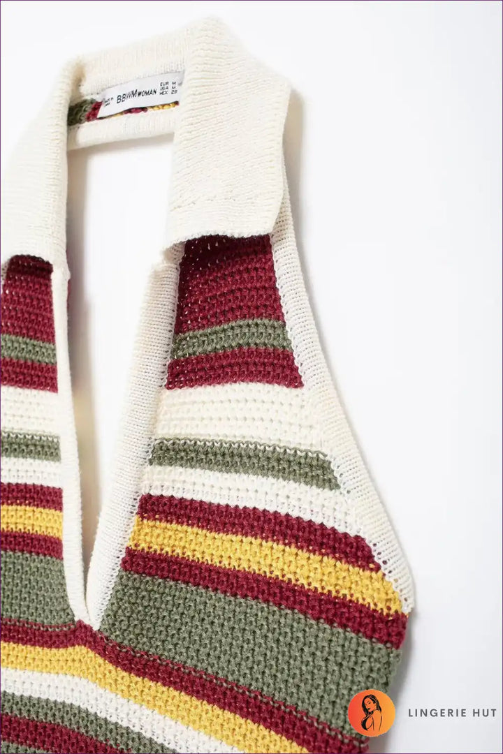 Levoire | Robe Mini Tricot Rayée Retro - Élégance Inspirée des Années 70