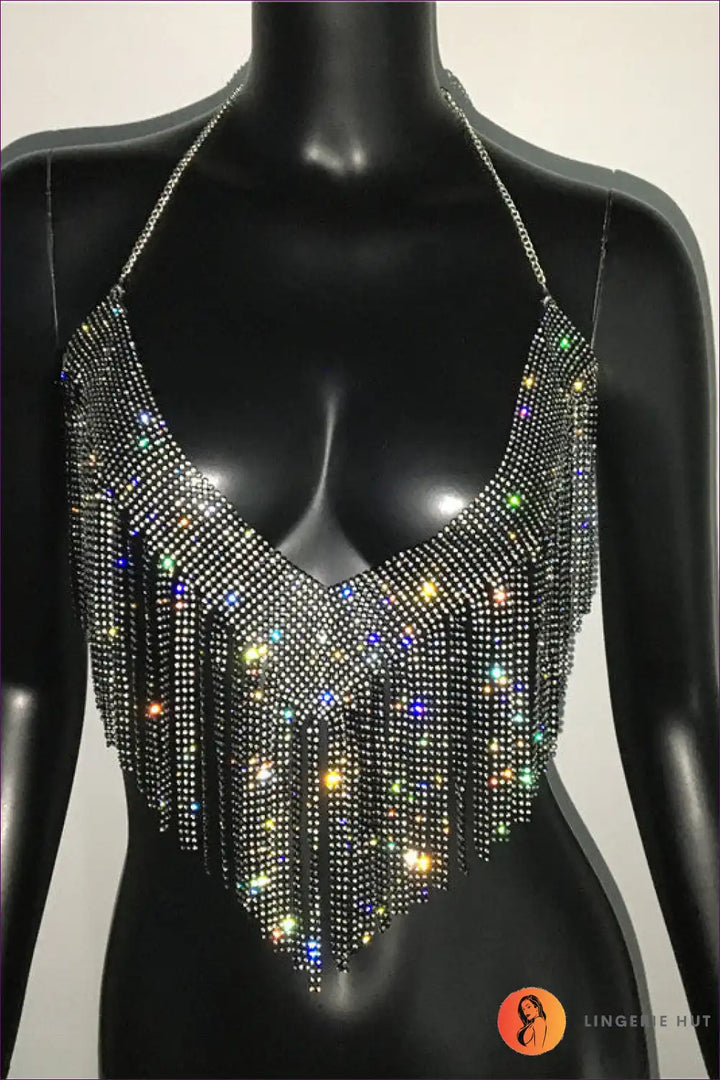 Levoire | Top Strass Brillant - Yökerho Kimallus Une taille Noir