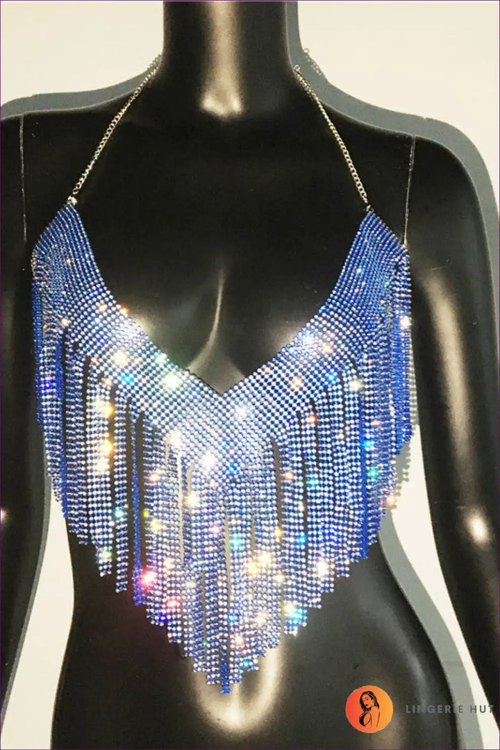 Levoire | Top Strass Brillant - Yökerho Kimallus Une taille Bleu