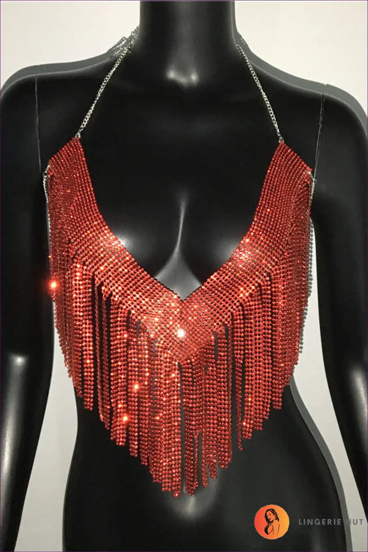 Levoire | Top Strass Brillant - Yökerho Kimallus Une taille Rot