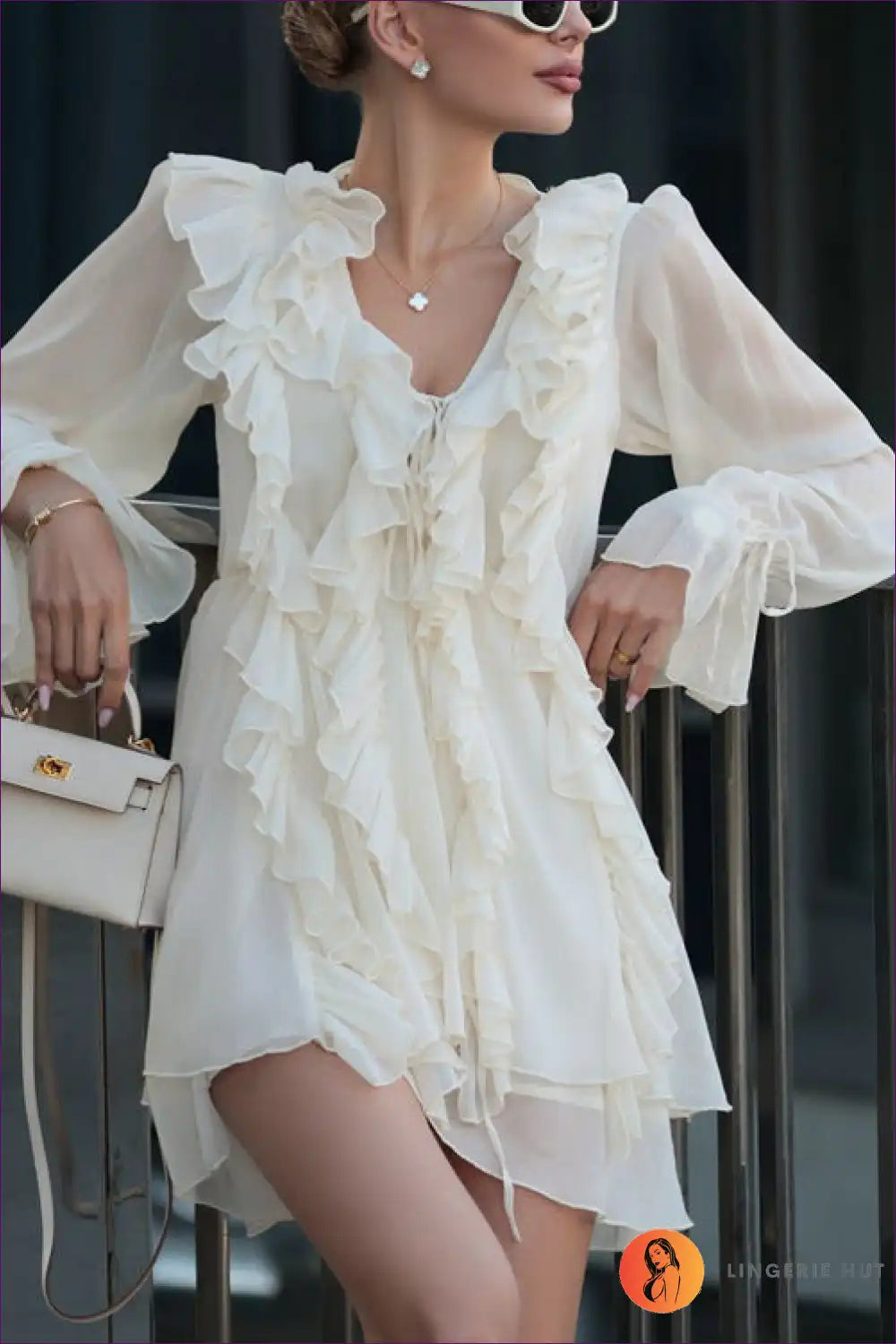 Levoire | Chemisier à volants romantique Mini robe - Élégance inspirée du victorien