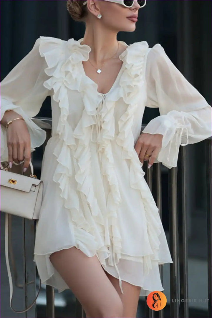 Levoire | Chemisier à volants romantique Mini robe - Élégance inspirée du victorien