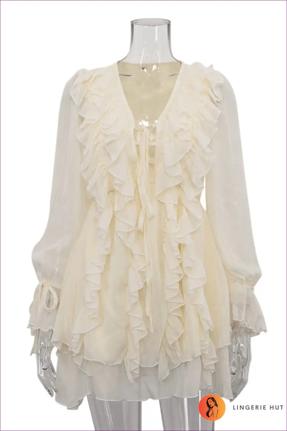 Levoire | Chemisier à volants romantique Mini robe - Élégance inspirée du victorien Abricot