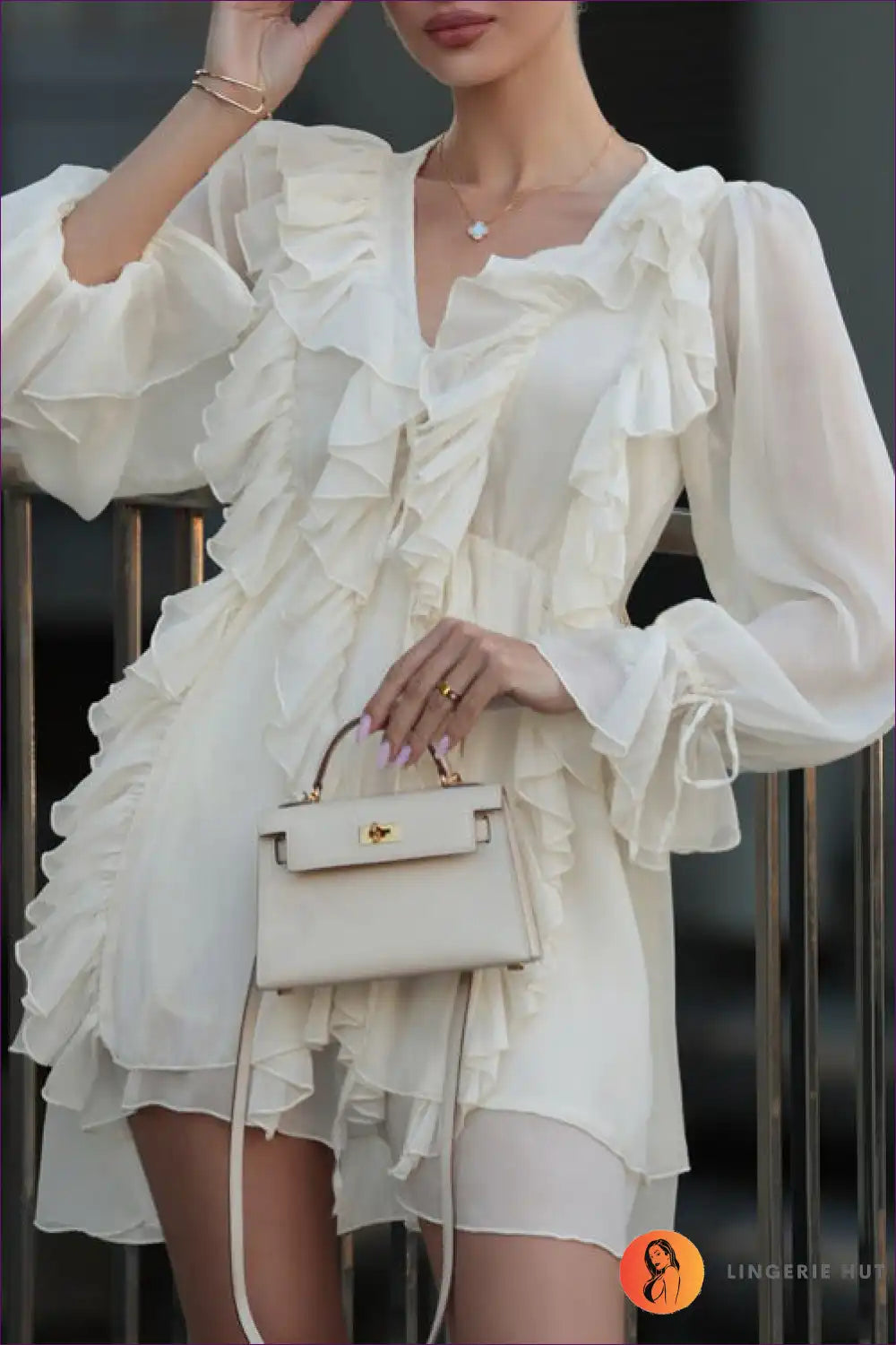 Levoire | Chemisier à volants romantique Mini robe - Élégance inspirée du victorien