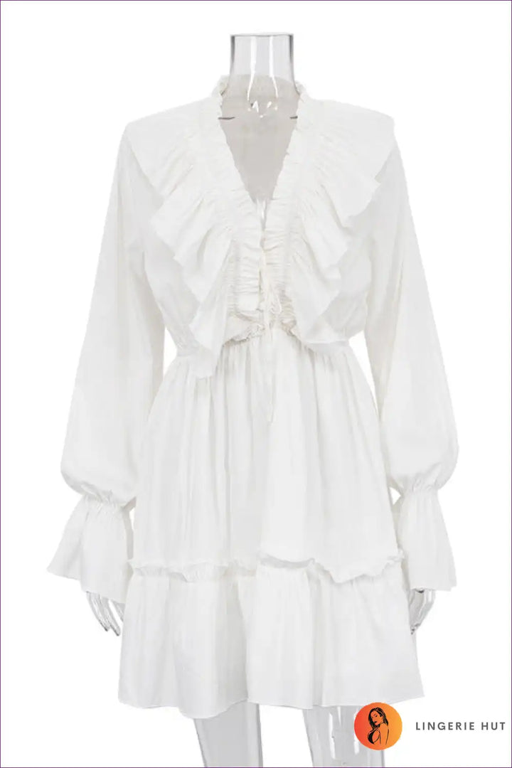 Levoire | Robe Chiffon Rüsch – Élégance sans effort Blanc