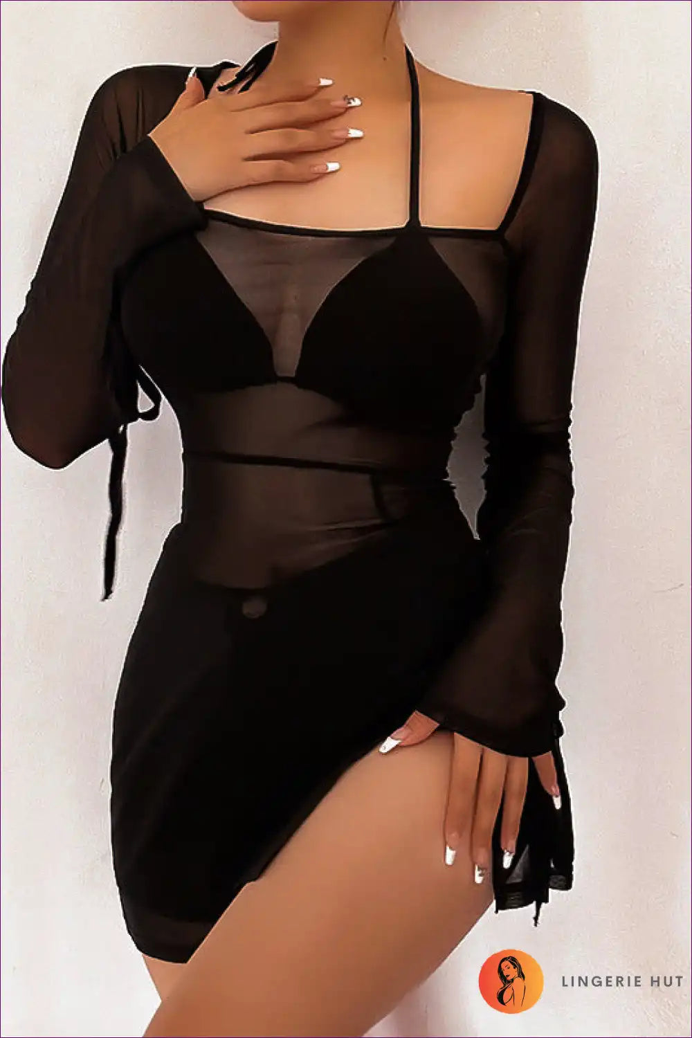 Levoire | Robe mini en filet noir ludique - Audacieuse et ludique Noir
