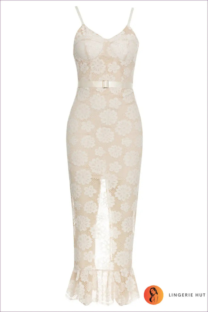 Levoire | Robe maxi à décolleté en dentelle sexy - Révélez votre élégance Abricot