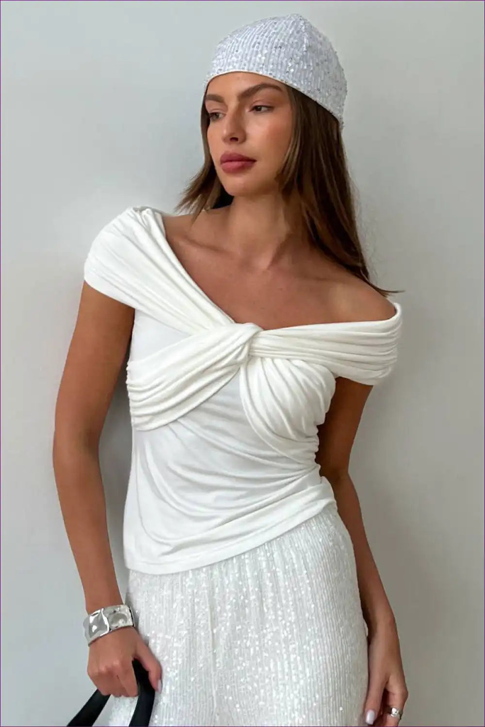 Levoire | Top cintré sexy à épaule dénudée - Style urbain d'été Blanc